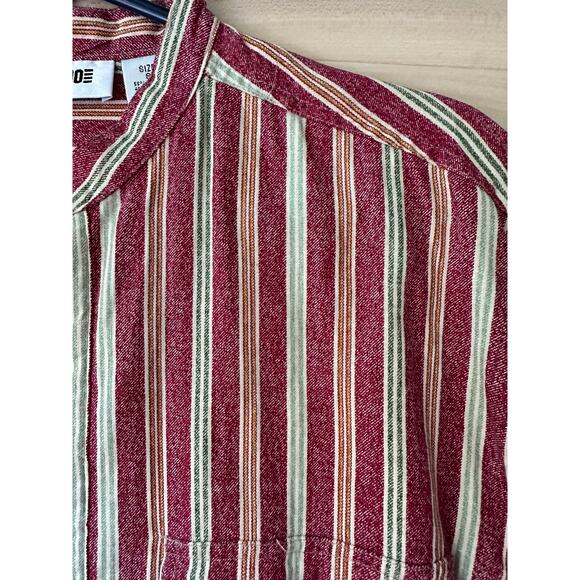 Vintage 90s Mens Button Up Shirt Size S/M Gitano Striped Linen Cotton New Wave - Picture 3 of 9